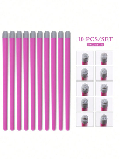 4/6/10/15Pcs/Set Nail Art Stamp Pen Set, Flower Butterfly Pattern Nail Transfer Print Tool, Non-Alcoholic Nail Stamping Kit For Women