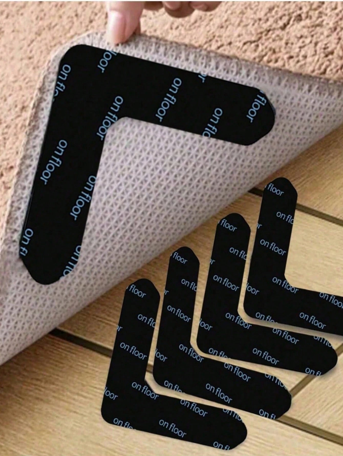 4/8/16pcs Reusable Carpet Grippers, Carpet Double-Sided Adhesive Tape Stickers, PU Washable Anti-Slip Mats, Customizable For Preventing Carpet Movement And Rolling Edges, Suitable For Hardwood Floors