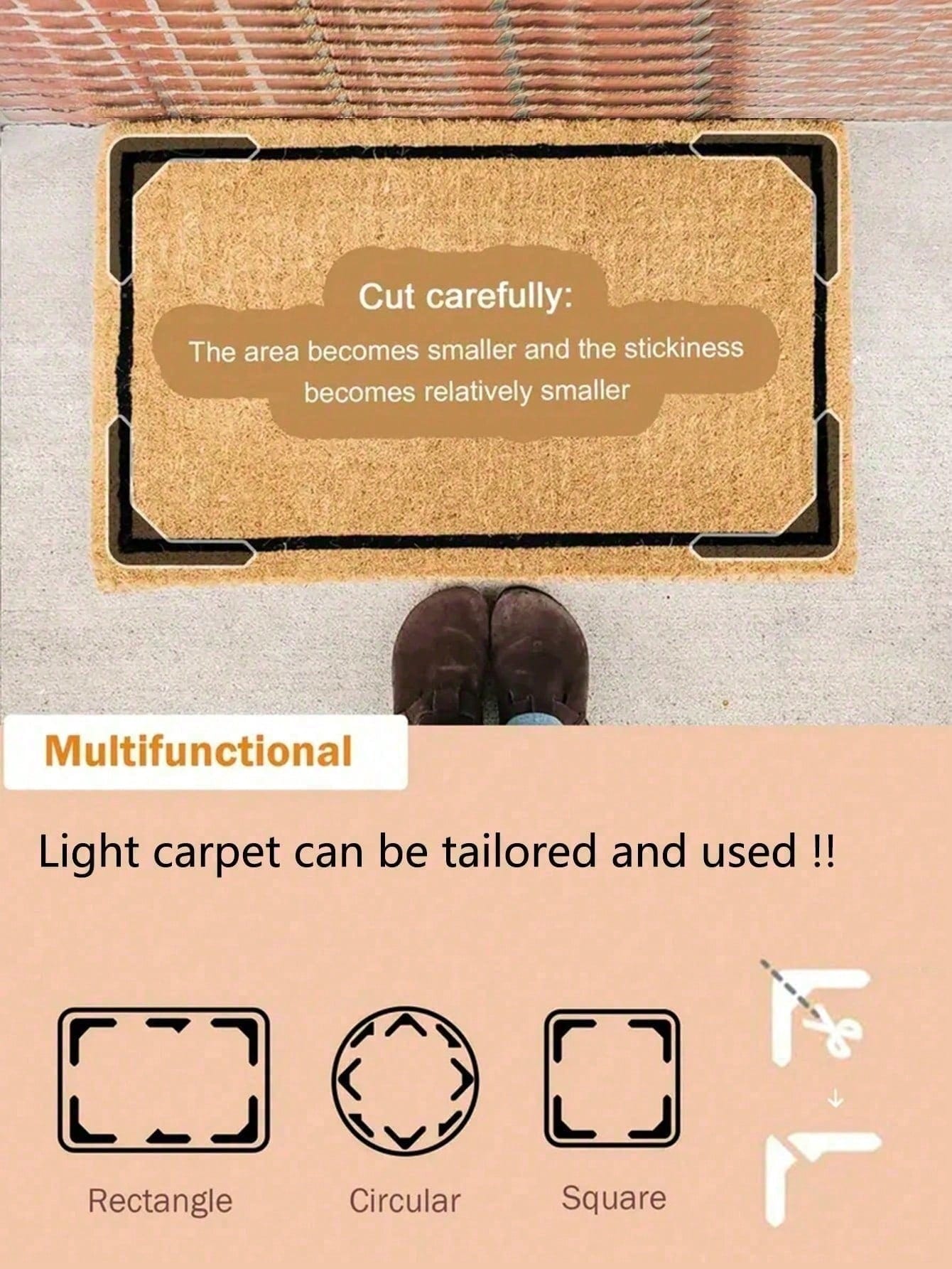4/8/16pcs Reusable Carpet Grippers, Carpet Double-Sided Adhesive Tape Stickers, PU Washable Anti-Slip Mats, Customizable For Preventing Carpet Movement And Rolling Edges, Suitable For Hardwood Floors