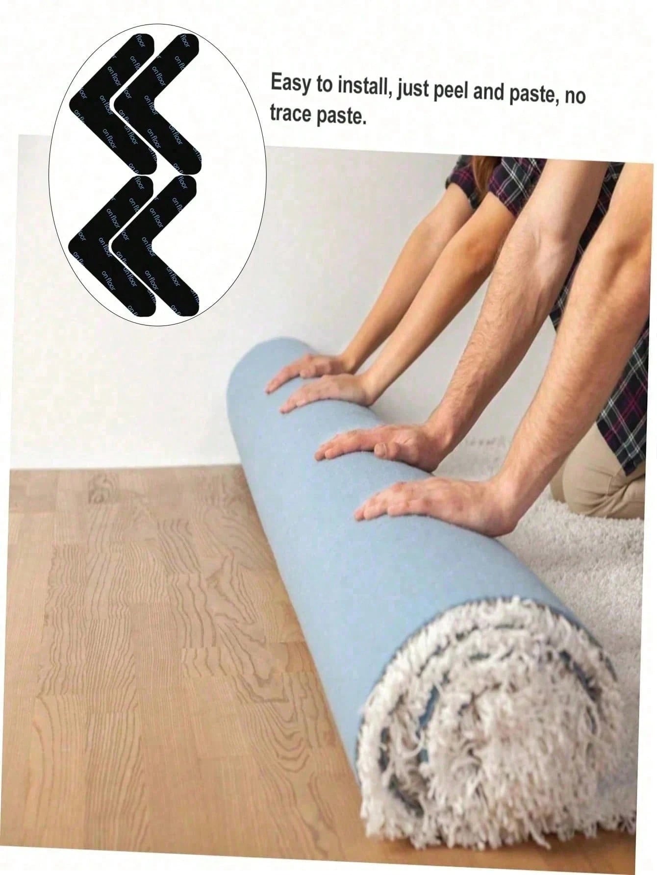 4/8/16pcs Reusable Carpet Grippers, Carpet Double-Sided Adhesive Tape Stickers, PU Washable Anti-Slip Mats, Customizable For Preventing Carpet Movement And Rolling Edges, Suitable For Hardwood Floors