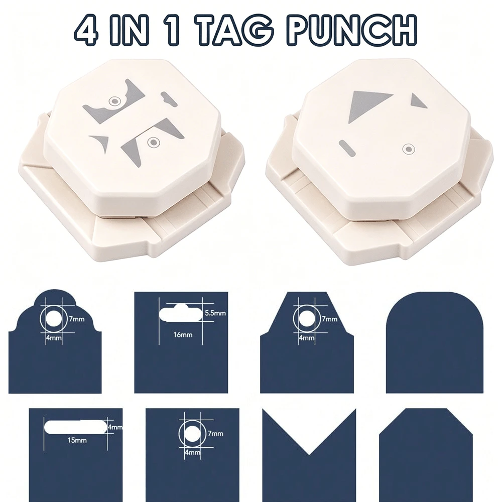 4-In-1 Paper Punch, Suitable For Paper Arts; 4 Shape Label Corner Punch, Applicable For DIY Card Making And Scrapbooking