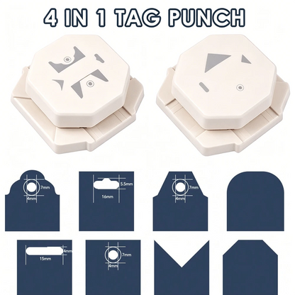 4-In-1 Paper Punch, Suitable For Paper Arts; 4 Shape Label Corner Punch, Applicable For DIY Card Making And Scrapbooking