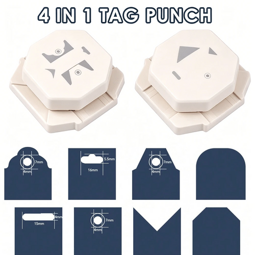 4-In-1 Paper Punch, Suitable For Paper Arts; 4 Shape Label Corner Punch, Applicable For DIY Card Making And Scrapbooking