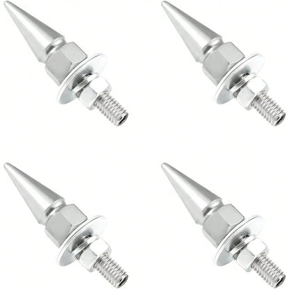 4 PCS Spikes License Plate Screws For Car, Anti Theft Spike Shape Aluminum Car Plate Frame Fastenings Bolt, Cool Licence Plate Screw Set For Car Truck Motorcycle, Car Accessories (Silver)