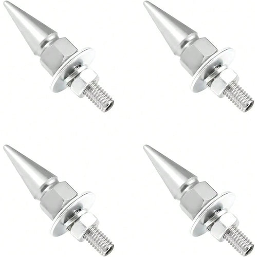 4 PCS Spikes License Plate Screws For Car, Anti Theft Spike Shape Aluminum Car Plate Frame Fastenings Bolt, Cool Licence Plate Screw Set For Car Truck Motorcycle, Car Accessories (Silver)