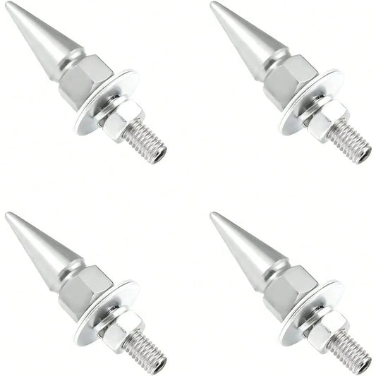 4 PCS Spikes License Plate Screws For Car, Anti Theft Spike Shape Aluminum Car Plate Frame Fastenings Bolt, Cool Licence Plate Screw Set For Car Truck Motorcycle, Car Accessories (Silver)