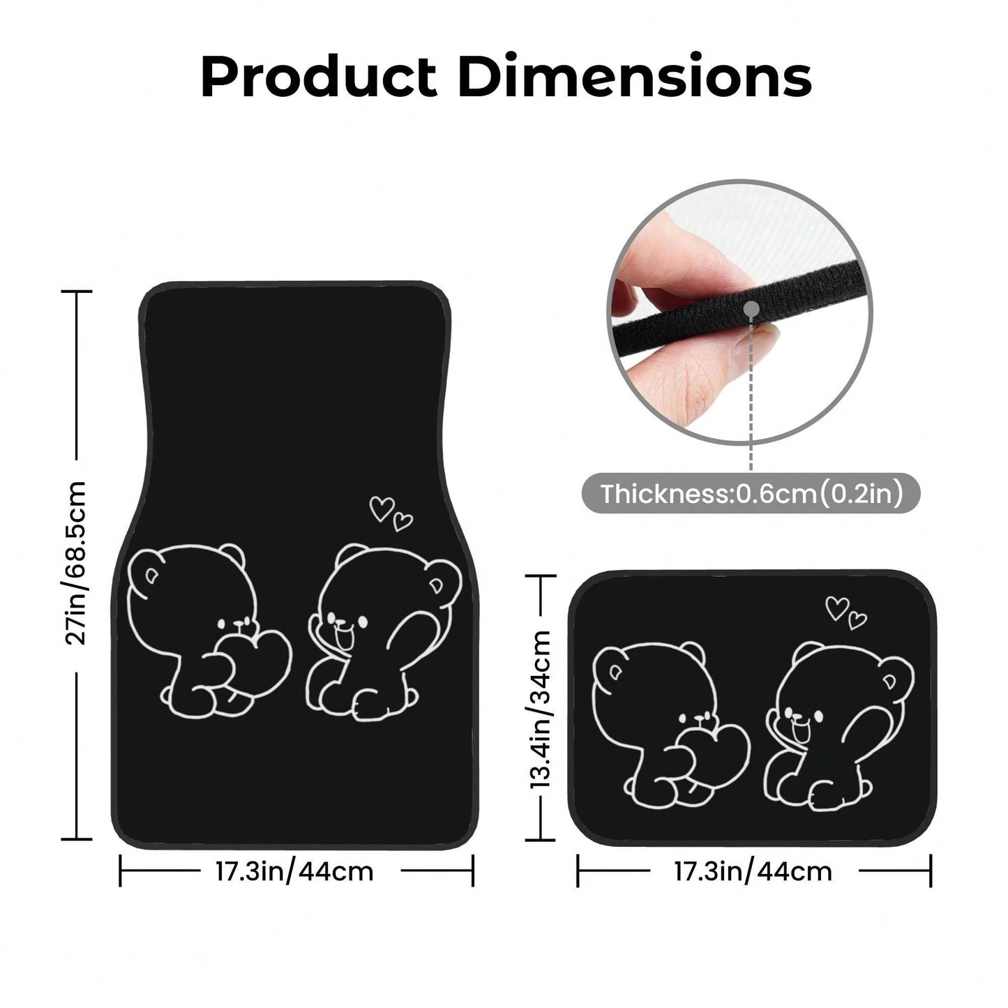 4-Piece Set Of Cute Cartoon Bear Universal Car Floor Mats, Waterproof, Non-Slip, Wear-Resistant, Easy To Clean, Suitable For Hatoh, Sedans, Pickups, And SUVs
