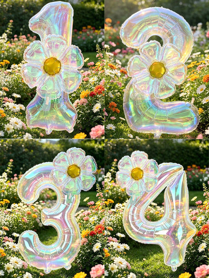 40-Inch Large Colorful Transparent Aluminum Foil Number Balloons Set (0-9) With Transparent Bow-Shaped Balloons And Glue Dots For Birthday Party Decorations, Anniversary Celebrations, Holiday Backdrop