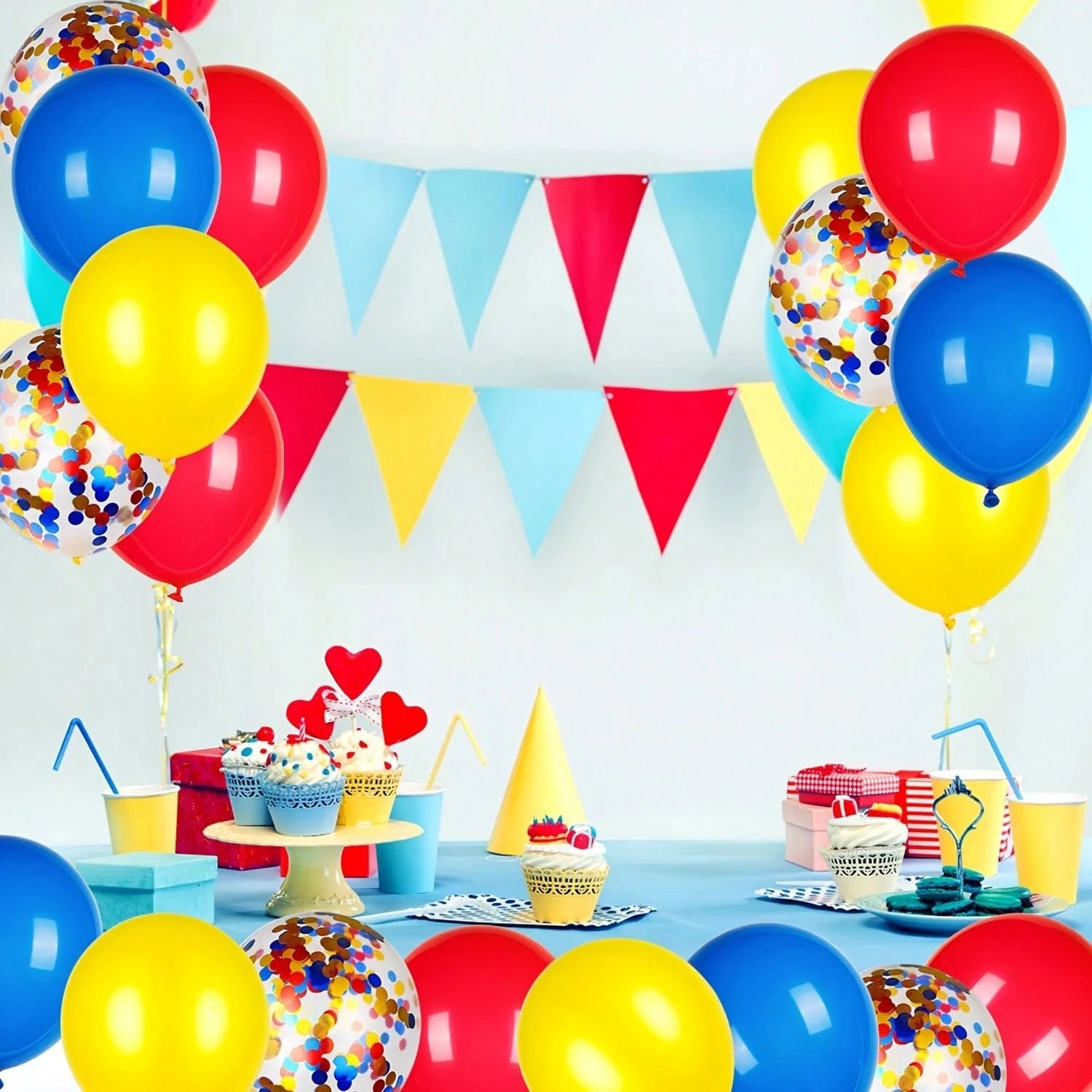 40pcs Colorful Circus Theme Balloons, Red Blue Yellow Multicolor Foil Sequin Balloons, Suitable For Circus Theme Birthday Party, Baby Shower, Celebration, Classroom, Bachelor Party, Holiday Party, Car