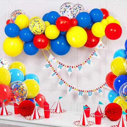 40pcs Colorful Circus Theme Balloons, Red Blue Yellow Multicolor Foil Sequin Balloons, Suitable For Circus Theme Birthday Party, Baby Shower, Celebration, Classroom, Bachelor Party, Holiday Party, Car