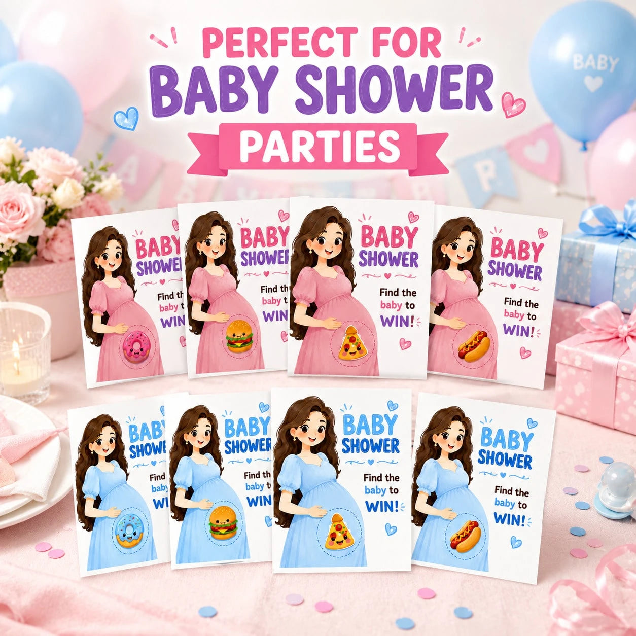 40pcs Cute Scratch Game Cards Set, Suitable For Baby Shower Party. Includes 5pcs Winner Design And 35pcs Loser Design, Great For Baby Shower, Gender Reveal Party, Mom's Group, New Parents Gathering, P