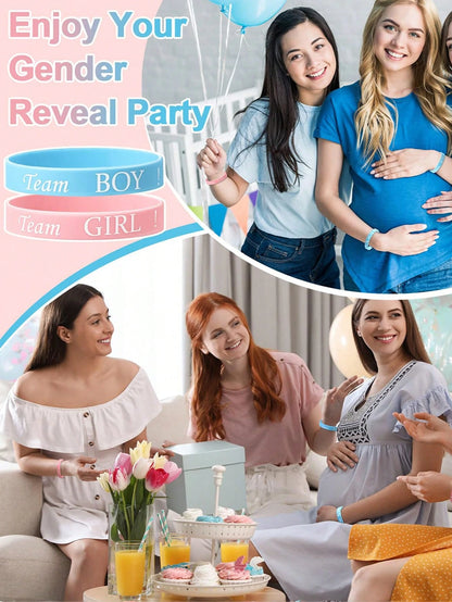 40pcs Gender Reveal Bracelets, Boy Team Silicone Wristbands And Girl Team Silicone Wristbands, Creative Gender Reveal Party Decorations