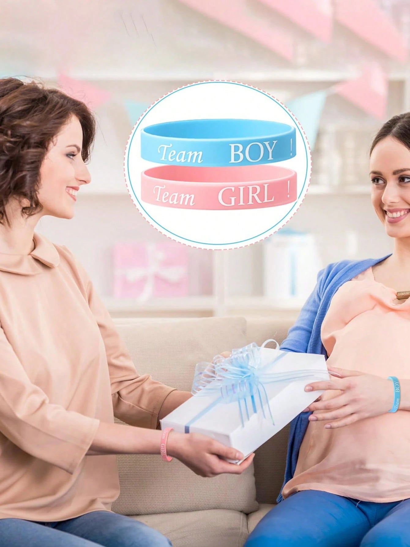 40pcs Gender Reveal Bracelets, Boy Team Silicone Wristbands And Girl Team Silicone Wristbands, Creative Gender Reveal Party Decorations