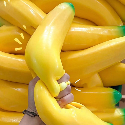 42cm Giant Banana Squeeze Toy, Realistic Soft Rubber Banana Sensory Stress Relief Toy, Venting Prank Gift, Squishy Toy