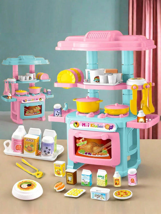 47pcs Kids Kitchen Playset, Children Role Play Cooking Toys, Mini Simulation Kitchen Toys, Parent-Child Interactive Toys, Suitable For Boys And Girls, Birthday Gift, Holiday Gift, Halloween Interactiv