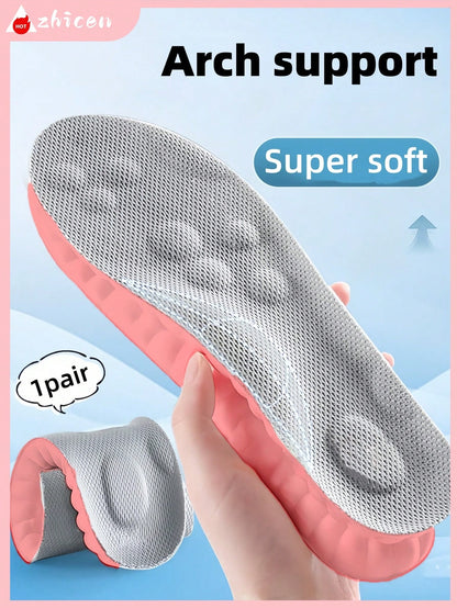 4D Latex Sport Insoles Soft High Elasticity Shoe Pads Breathable Running Basket Shoe Sole Arch Support Inserts Unisex 1pair