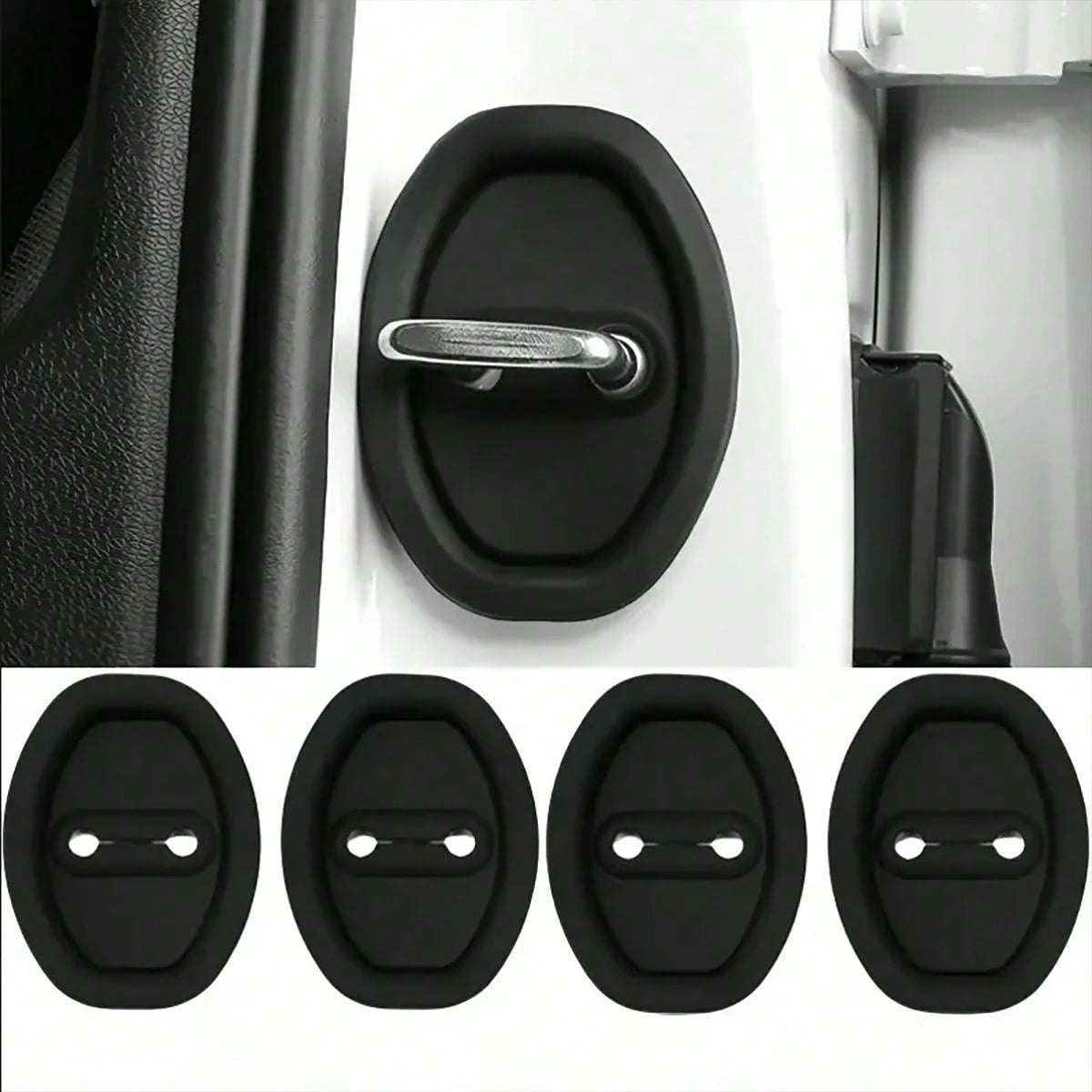 4pcs/2pcs Car Door Lock Silicone Cover, Quiet Car Mat, Stable Exterior Accessories, Car Noise Reduction Protective Silicone Cover- Auto Parts