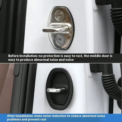 4pcs/2pcs Car Door Lock Silicone Cover, Quiet Car Mat, Stable Exterior Accessories, Car Noise Reduction Protective Silicone Cover- Auto Parts
