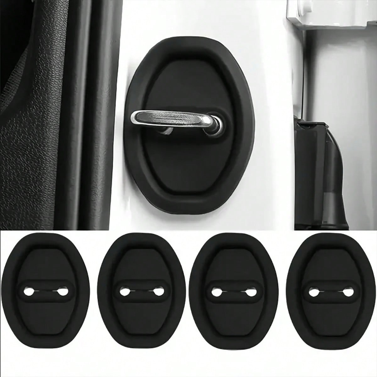 4pcs/2pcs Car Door Lock Silicone Cover, Quiet Car Mat, Stable Exterior Accessories, Car Noise Reduction Protective Silicone Cover- Auto Parts
