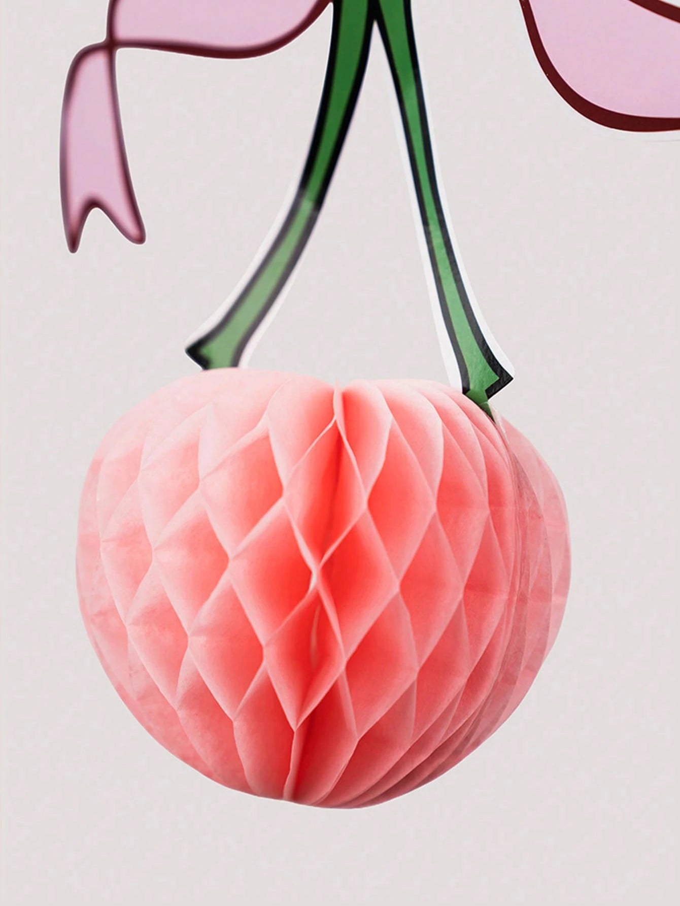 4pcs 3D Cherry Bow Honeycomb Birthday Party Decorations 3D Red Pink Cherry Lantern 12 Inch Large Cherry Centerpiece Table Party Decorations Gifts For Nursery Decoration Baby Shower Wedding Home Baby B
