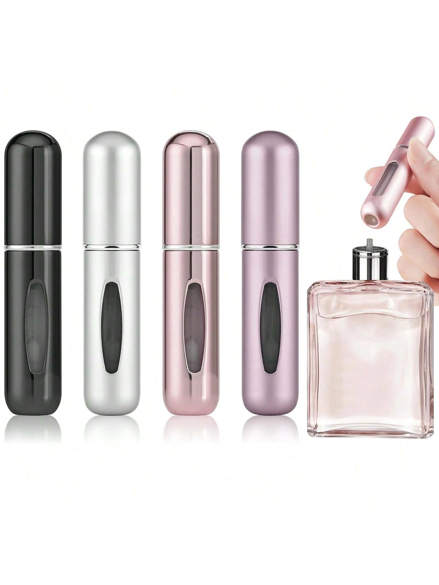 4pcs 5ml Portable Refillable Perfume Atomizer Spray Bottle Fragrance Pump With Travel Case