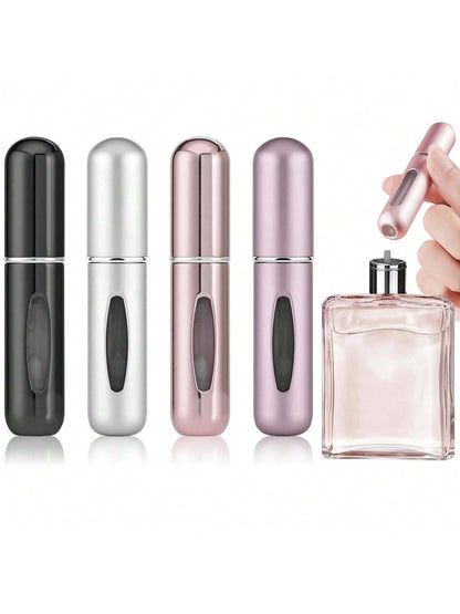 4pcs 5ml Portable Refillable Perfume Atomizer Spray Bottle Fragrance Pump With Travel Case