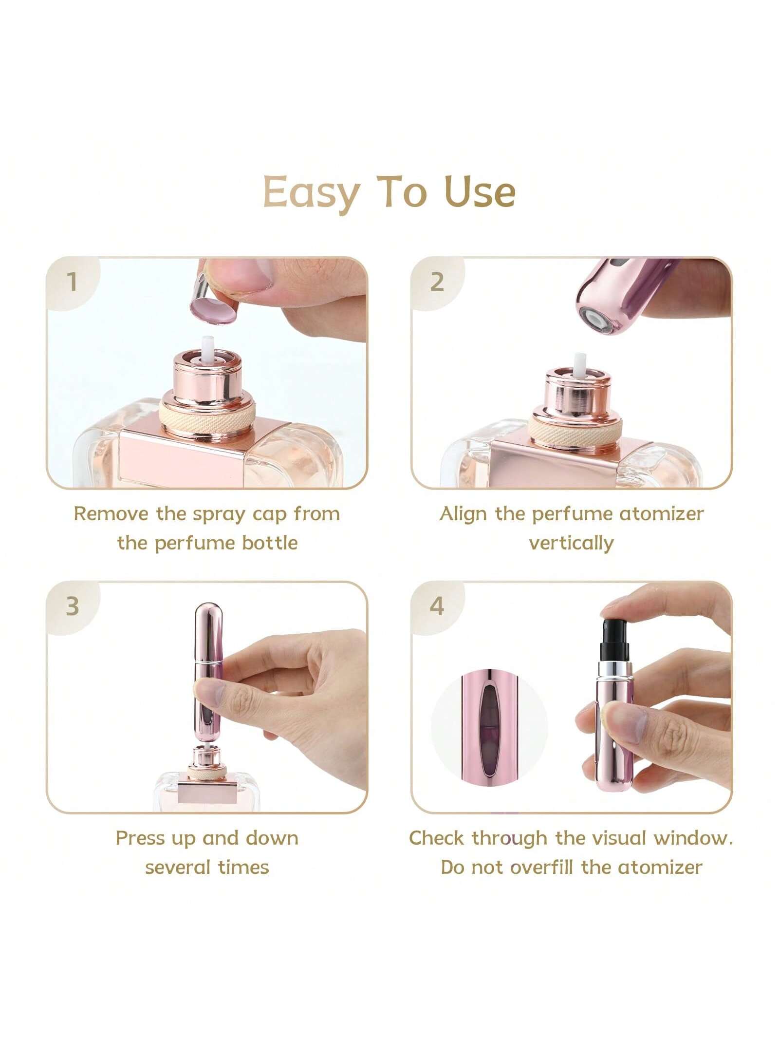 4pcs 5ml Portable Refillable Perfume Atomizer Spray Bottle Fragrance Pump With Travel Case