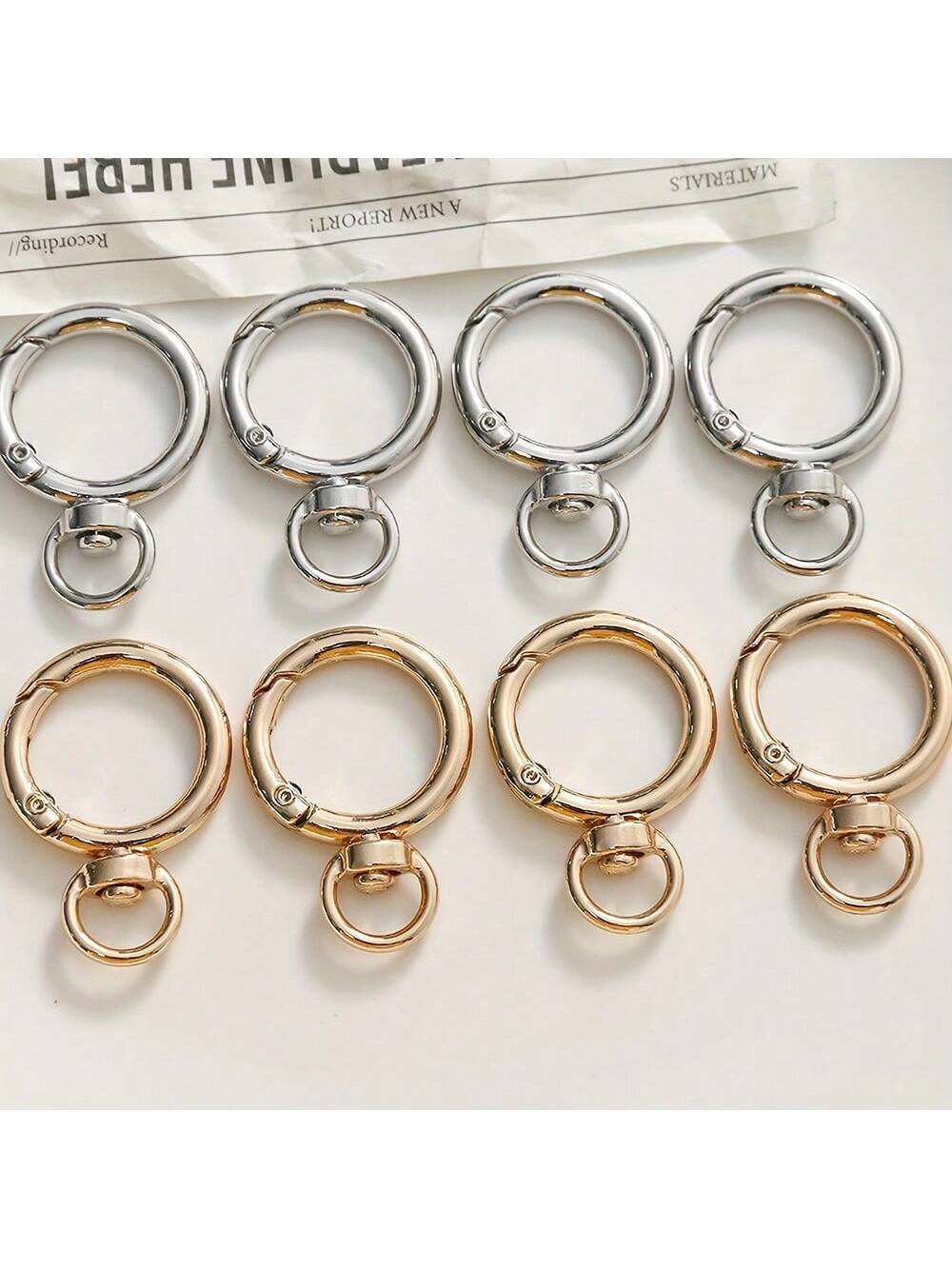 4pcs/6pcs/8pcs/10pcs/12pcs Zinc Alloy Bag Hardware Spring Snap Clips Metal Rings Suitable For Phone Cases, Bags, Key Chains