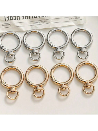 4pcs/6pcs/8pcs/10pcs/12pcs Zinc Alloy Bag Hardware Spring Snap Clips Metal Rings Suitable For Phone Cases, Bags, Key Chains