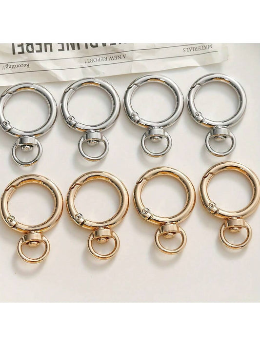 4pcs/6pcs/8pcs/10pcs/12pcs Zinc Alloy Bag Hardware Spring Snap Clips Metal Rings Suitable For Phone Cases, Bags, Key Chains