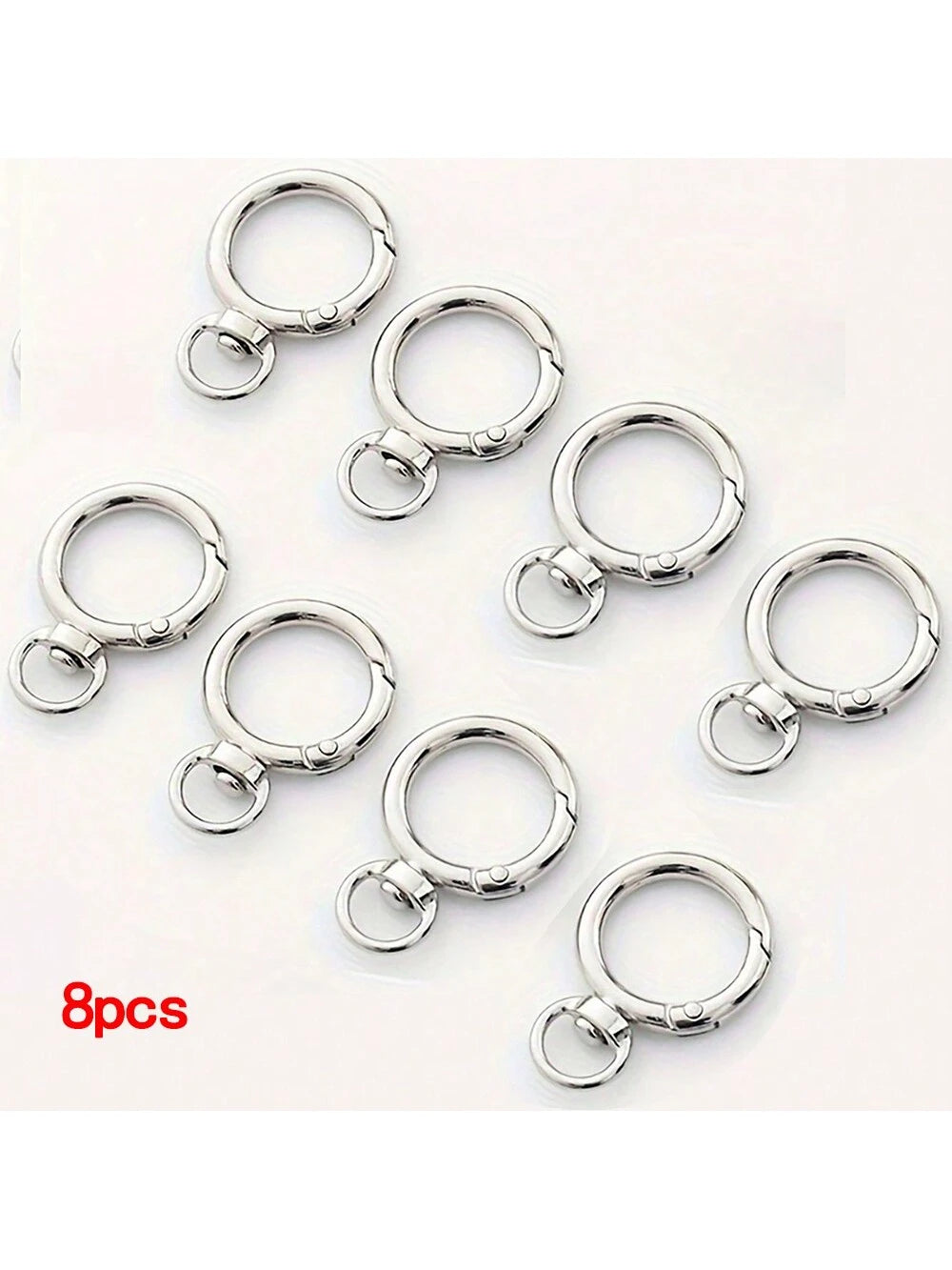 4pcs/6pcs/8pcs/10pcs/12pcs Zinc Alloy Bag Hardware Spring Snap Clips Metal Rings Suitable For Phone Cases, Bags, Key Chains