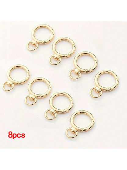 4pcs/6pcs/8pcs/10pcs/12pcs Zinc Alloy Bag Hardware Spring Snap Clips Metal Rings Suitable For Phone Cases, Bags, Key Chains