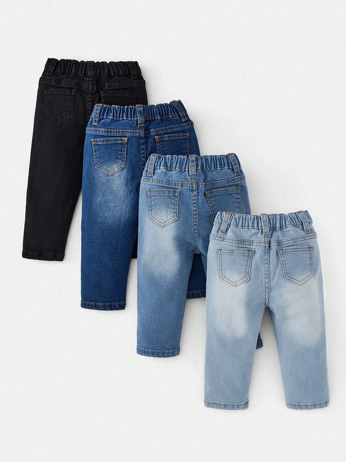 4pcs Baby Boys' Faded Simple Daily Jeans Chic Autumn/Winter