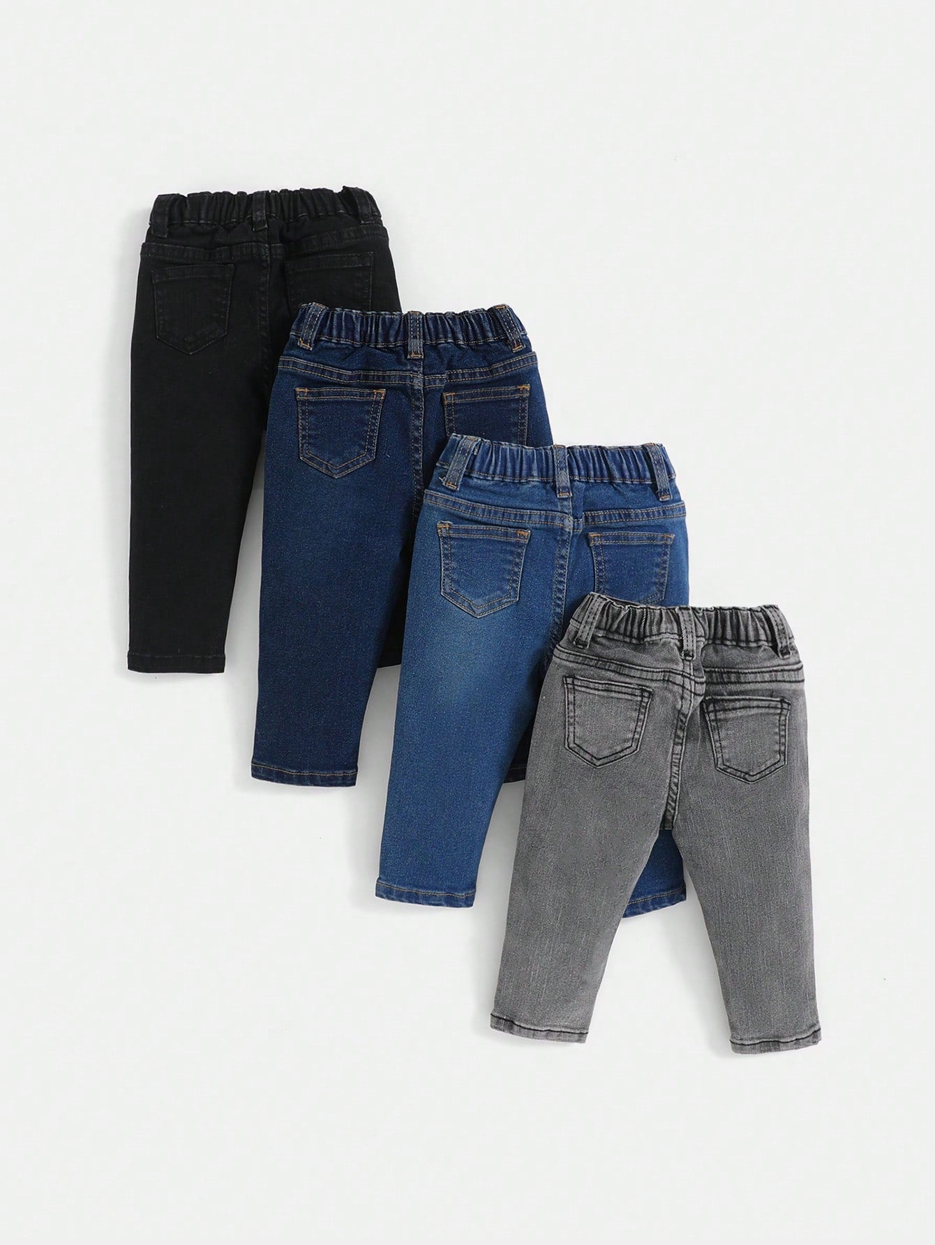 4pcs Baby Boys' Faded Simple Daily Jeans Chic Autumn/Winter