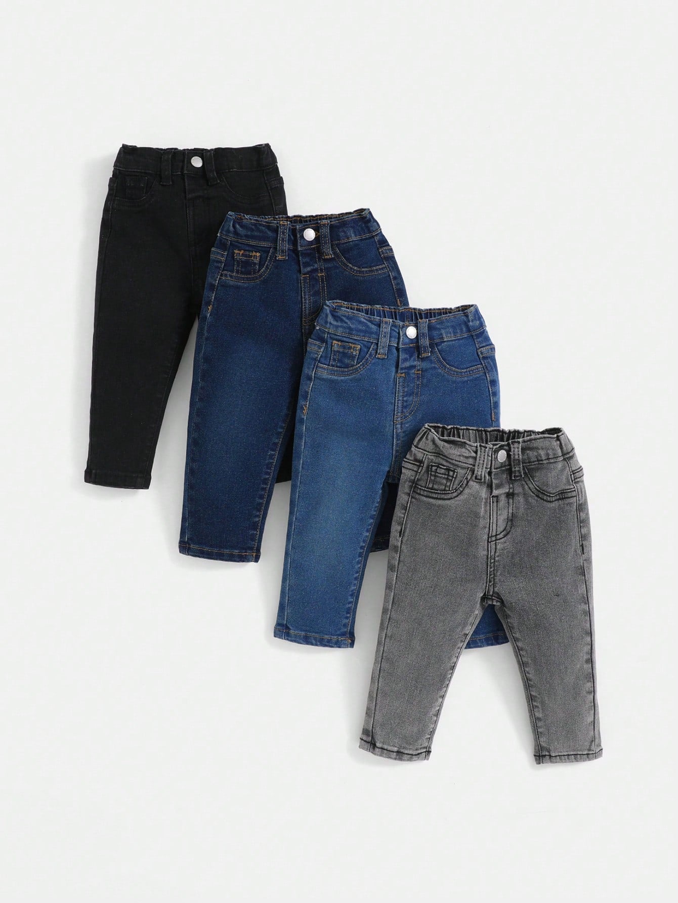 4pcs Baby Boys' Faded Simple Daily Jeans Chic Autumn/Winter