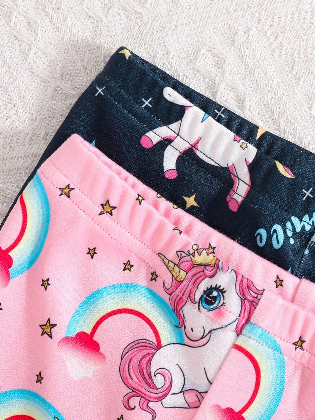 4pcs Baby Girls Pajama Set, Cute Star, Rainbow, Unicorn Print Tight Fit Short Sleeve Top And Shorts, 2 Sets As Baby Holiday Gift