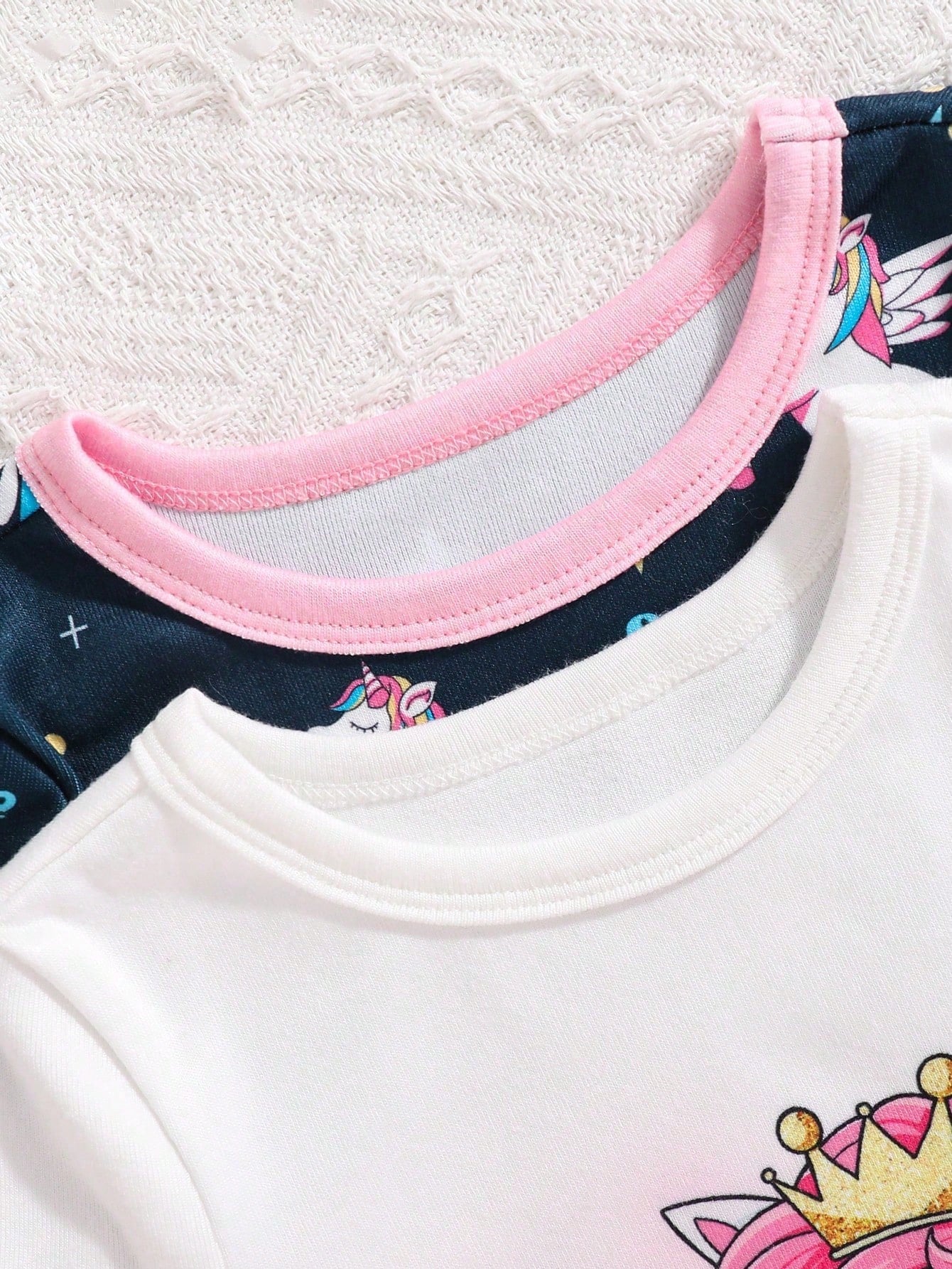4pcs Baby Girls Pajama Set, Cute Star, Rainbow, Unicorn Print Tight Fit Short Sleeve Top And Shorts, 2 Sets As Baby Holiday Gift
