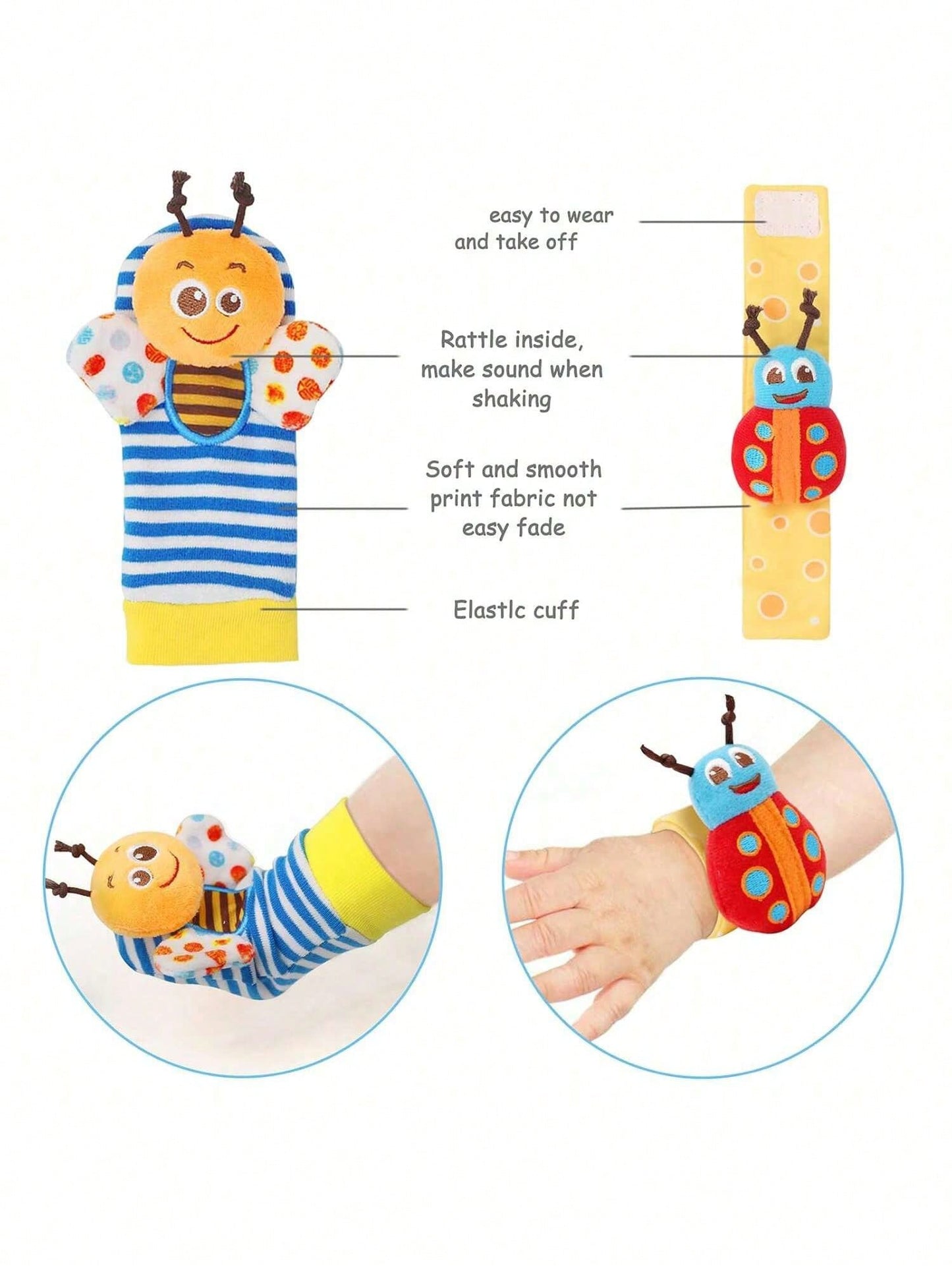 4pcs Baby Rattle Toy Set, Sensory Toys, Toe Exploration Socks Wrist Rattle Bracelet, Suitable For Halloween, Thanksgiving, Christmas, Easter And Other Holiday Gifts