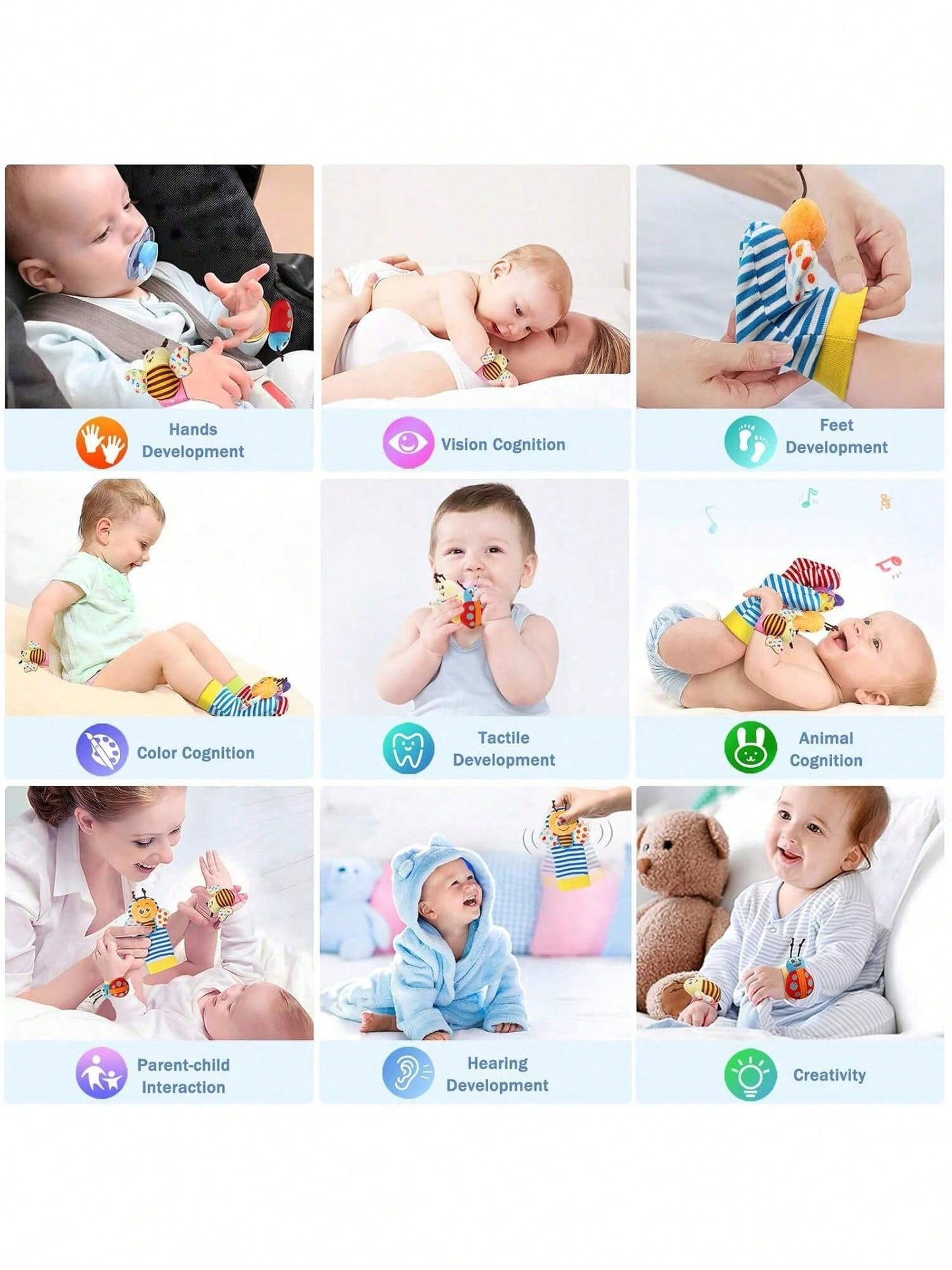 4pcs Baby Rattle Toy Set, Sensory Toys, Toe Exploration Socks Wrist Rattle Bracelet, Suitable For Halloween, Thanksgiving, Christmas, Easter And Other Holiday Gifts