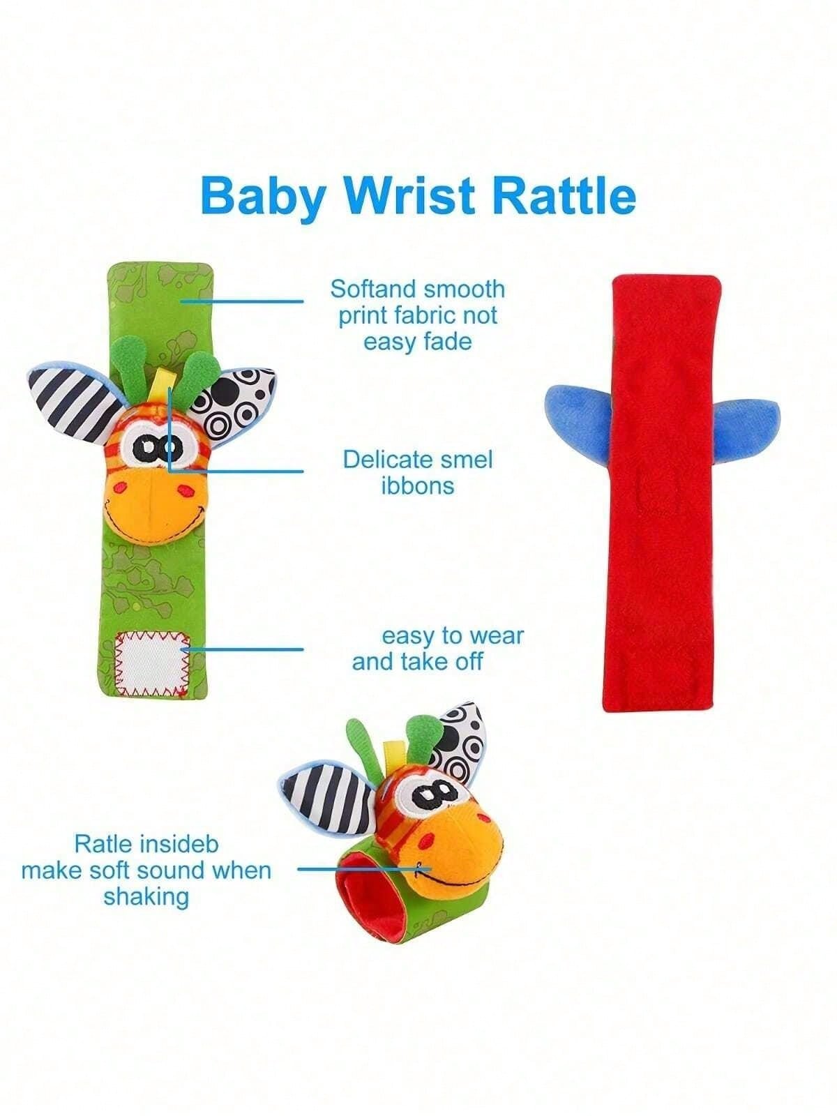 4pcs Baby Rattle Toy Set, Sensory Toys, Toe Exploration Socks Wrist Rattle Bracelet, Suitable For Halloween, Thanksgiving, Christmas, Easter And Other Holiday Gifts