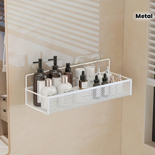 4pcs Bathroom Storage Rack Accessories- Hook Accessories, No-Drill Large Capacity Metal Rack, Kitchen Spice Rack, Suitable For Kitchen, Bathroom, Vanity, Multi-Function Hooks