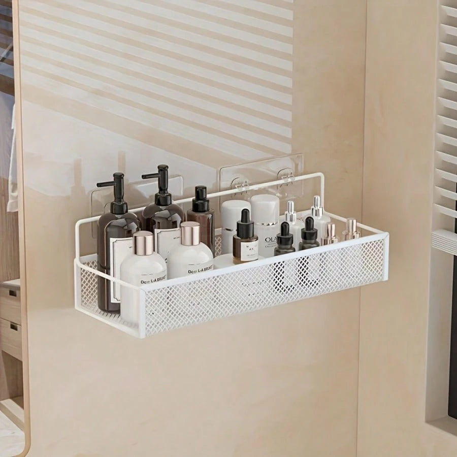 4pcs Bathroom Storage Rack Accessories- Hook Accessories, No-Drill Large Capacity Metal Rack, Kitchen Spice Rack, Suitable For Kitchen, Bathroom, Vanity, Multi-Function Hooks