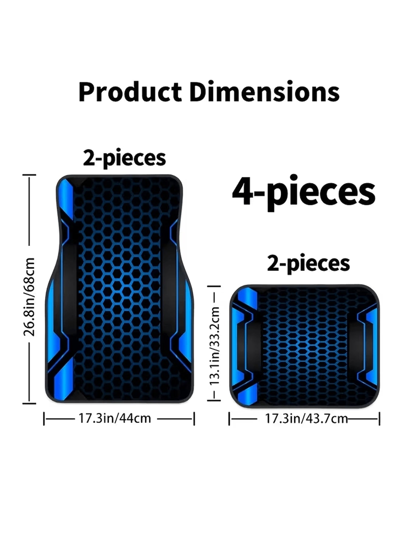 4pcs Car Floor Mat Set- 2D Printed Pattern- Creative Design- Tech-Style Border- Front & Rear Seat Mats- Interior Accessories & Foot Pad- Fit For Cars, SUVs- Fashionable Polyester Material