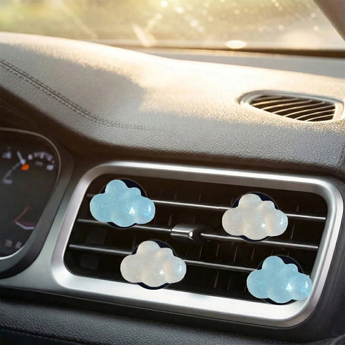 4pcs Fine Glitter Cloud Resin Car Air Vent Decor, Premium Elegant Minimalist, Suitable For Women's Car Interior Accessories, Holiday Gift Choice, Fragrance-Free- For Decoration Only