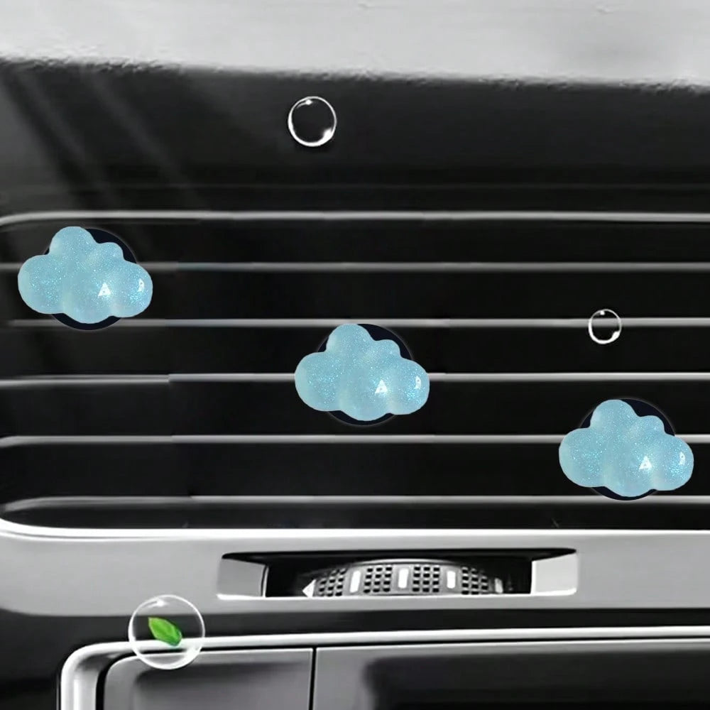 4pcs Fine Glitter Cloud Resin Car Air Vent Decor, Premium Elegant Minimalist, Suitable For Women's Car Interior Accessories, Holiday Gift Choice, Fragrance-Free- For Decoration Only