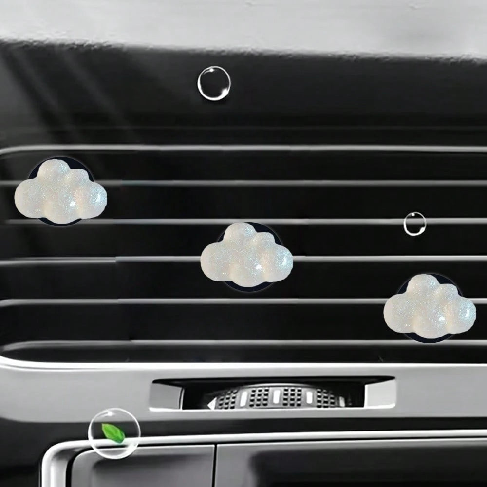 4pcs Fine Glitter Cloud Resin Car Air Vent Decor, Premium Elegant Minimalist, Suitable For Women's Car Interior Accessories, Holiday Gift Choice, Fragrance-Free- For Decoration Only