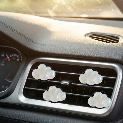 4pcs Fine Glitter Cloud Resin Car Air Vent Decor, Premium Elegant Minimalist, Suitable For Women's Car Interior Accessories, Holiday Gift Choice, Fragrance-Free- For Decoration Only
