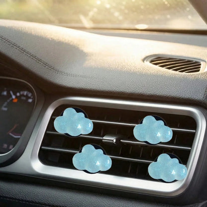 4pcs Fine Glitter Cloud Resin Car Air Vent Decor, Premium Elegant Minimalist, Suitable For Women's Car Interior Accessories, Holiday Gift Choice, Fragrance-Free- For Decoration Only