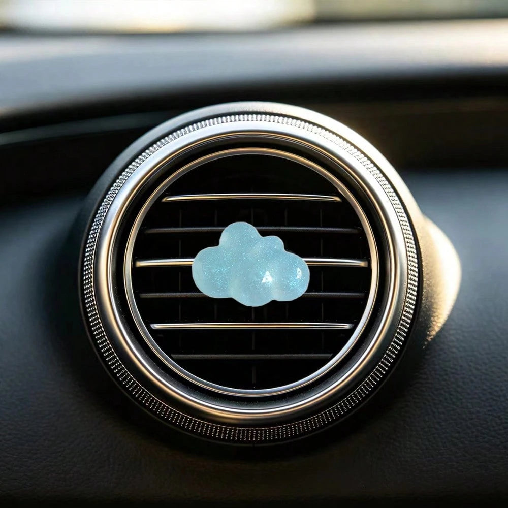 4pcs Fine Glitter Cloud Resin Car Air Vent Decor, Premium Elegant Minimalist, Suitable For Women's Car Interior Accessories, Holiday Gift Choice, Fragrance-Free- For Decoration Only