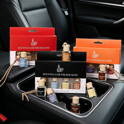 4pcs Hanging Car Air Freshener Gift Set, Luxury Car Air Freshener Pendant, Long-Lasting Scent Essential Oil Deodorizer, Cute Car Decor, Suitable For Women, Men, RV, Fashionable Car Interior Decoration